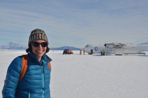 Michelle Brown in front of Cargo Plane