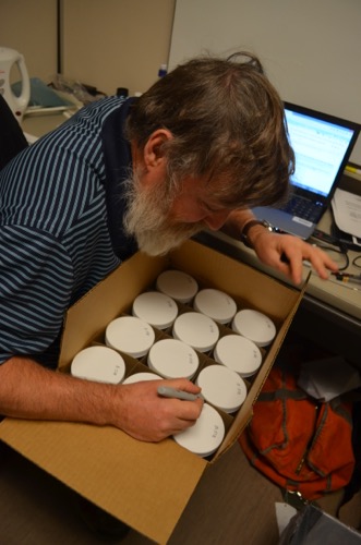 Steve Sweet labeling jars