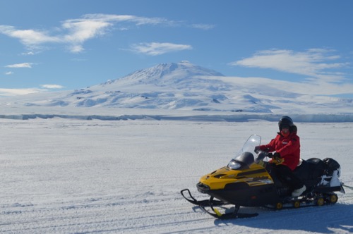 Michelle on snowmobile