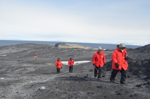 The Research team collects sediments