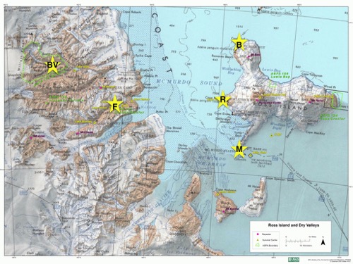 A map of Ross Island and Dry Valleys