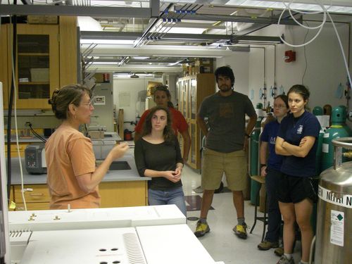 Julie giving tour of UMass Geosciences Dept.