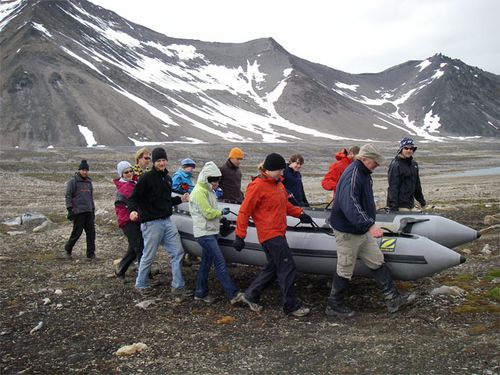 Moving the boat to the lake