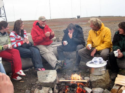 Relaxing around a bonfire