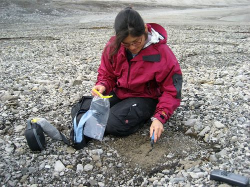 Maya collecting samples