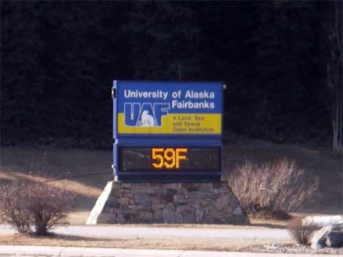 UAF Temperature Sign - 59 F.