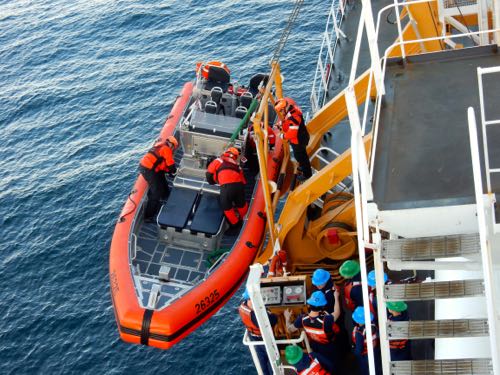 Launching the small boat