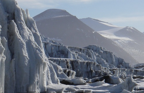 Terraces of ice, snow and rock