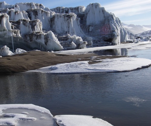 A huge pond of glacier water