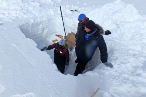 Preparing the Snow Pit for Sampling