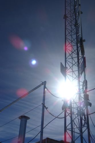 Sun Shining Through an Antenna at Summit Station