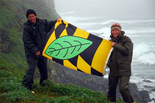 Calvert County Flag above the Bering Sea albeit, upside down!