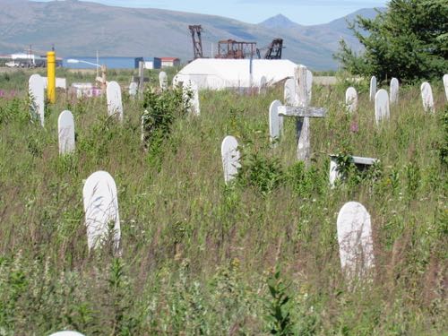 White cemetery markers