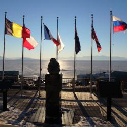 Flags in Antarctica.