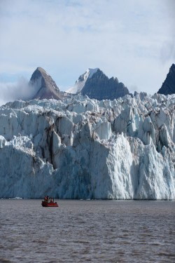 Working around the glaciers of Kongsfjord, Svalbard