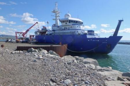 The R/V Sikuliaq docked in Nome, Alaska