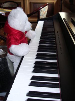 Mrs. Chippy playing piano