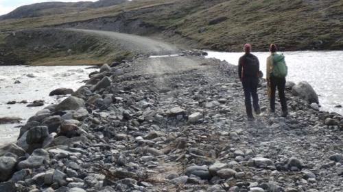 Damaged road surface and bridge