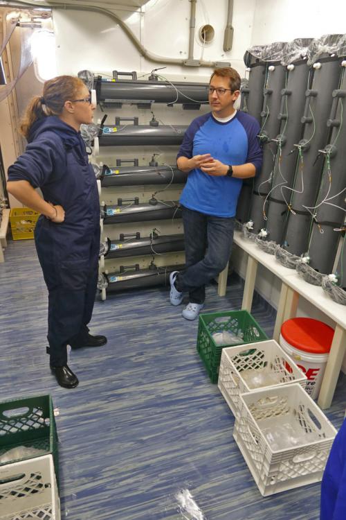 GO FLO Bottles Racked in the GEOTRACES Van