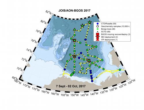 2017 expedition cruise track and completed stations