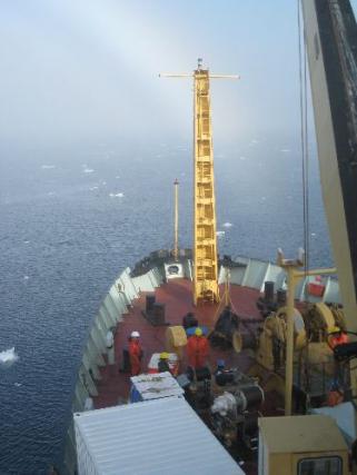 Fog bow over the fore deck