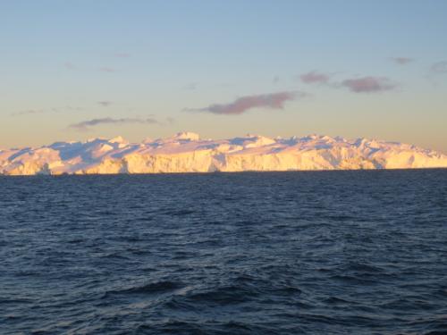 A newly formed ice berg that is right side up