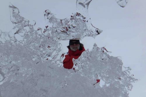 Dr. Tom &quot;Topper&quot; Powers through ice