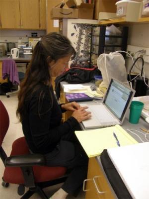 Stacy as the PI (Principal Investigator) has to keep track of many things on the computer.