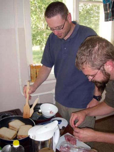 James and Colby cooking