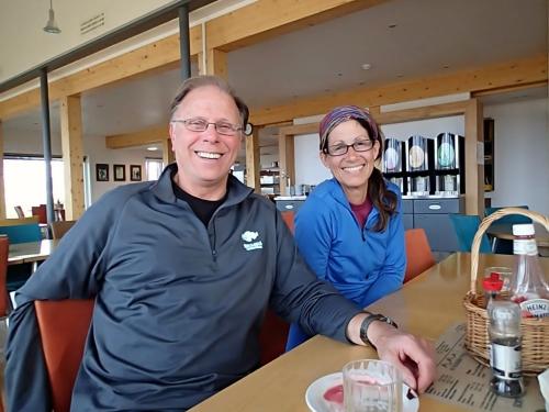 Me with Ross in the dining hall, Ny Alesund