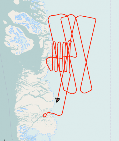 Jakobshavn Glacier flight route