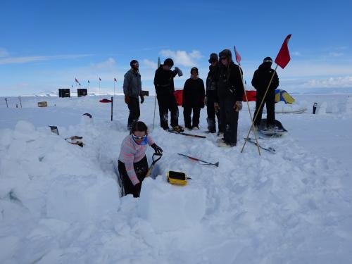 Digging a snow trench