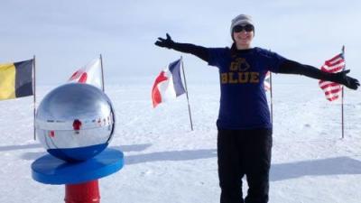 Kate Miller at the South Pole (Photo courtesy ARCUS).