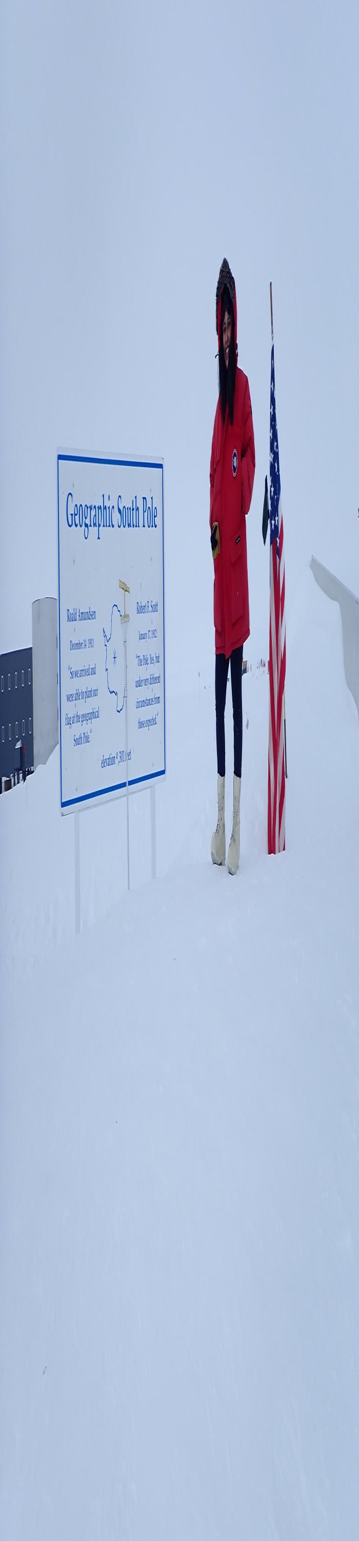 Jocelyn Argueta at the geographic South Pole