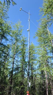 The 8-meter tall instrumentation tower