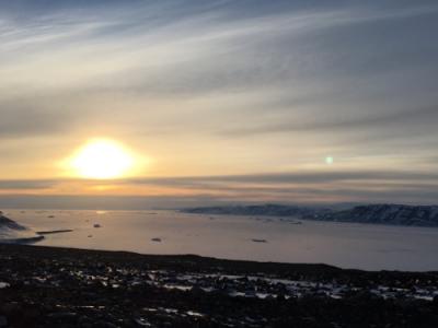 Sunset in Greenland. Being above the Arctic Circle in April it was never truly dark at night.