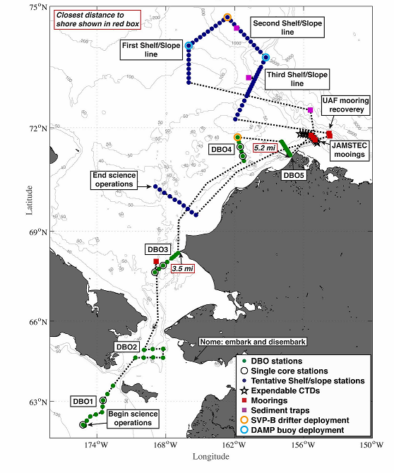 DBO Map of the 2019 USCGC Cruise.