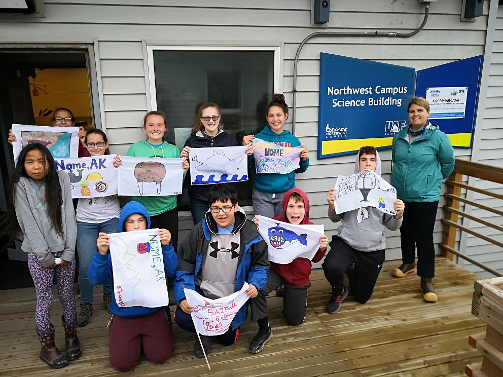 Piper Bartlett-Browne with the Ecology Explorers in Nome, AK after a day learning about the Arctic. (Photo courtesy of Jackie Hrabok-Leppajarvi) 