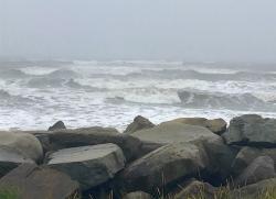 A view of a storm in the Bering Sea on August 2nd, 2019, as seen from Nome, Alaska.