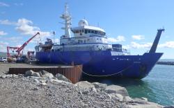 The R/V Sikuliaq docked in Nome, Alaska.