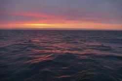 Sunset in the Bering Strait, aboard the USCGC Healy in the Chukchi Sea.