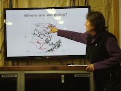 Carin describing where they are sampling.