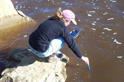 Sampling river water