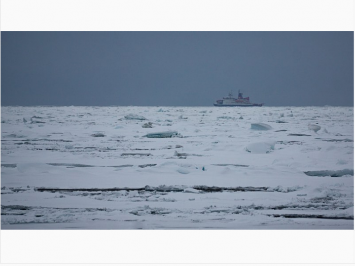 Polarstern in distance.  Photo from Instagram #MOSAiCexpedition.