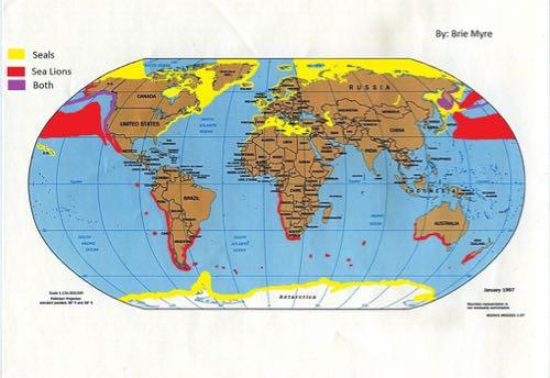 Map of seal and sea lion population distribution