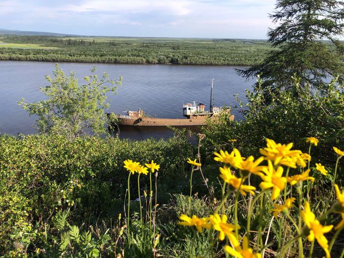 An abandoned ship floats in the Annui