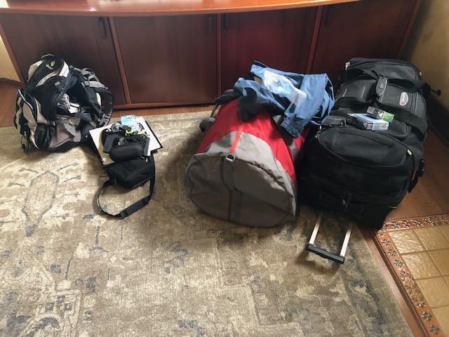 Two large bags and a daypack.  