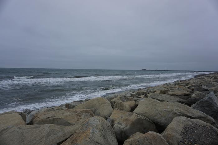 The Bering Sea as seen from the main street (Front Street) of Nome.