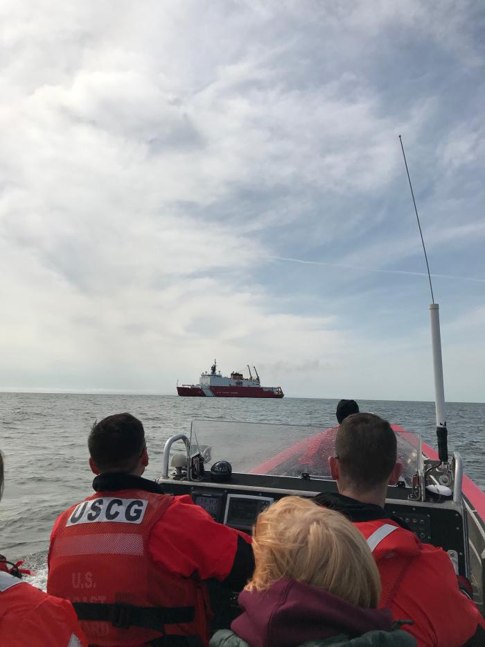 The USCGC Healy from the transport boat out of the Nome Port.