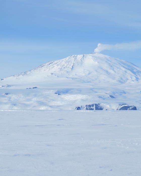 &amp;quot;A fairly significant plume of steam rising from Mt. Erebus.&amp;quot; On the sea ice of the Ross Sea, Antarctica.